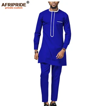 2019 Āfrikas Vīriešu Krekls, Uzvalks Dashiki Topi Blūze un Ankaras Bikses Kopa Traditioal Tērpiem Attire Vaska Drēbes AFRIPRIDE A1916018