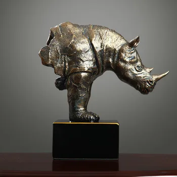 Amerikāņu Valsti Rhino Skulptūru Anotācija Degunradžu Statuetes Home Office Desktop Apdare Dzīvnieku Aprīkojums Kāzu Dāvanas