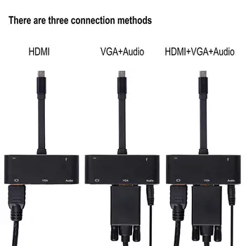 4K Tips-C HDMI/VGA/Audio/ Adapteri Pārveidotājs Klēpjdatoru Macbook Nintend Slēdzis 5 In 1 USB C Uz HDMI Adapteri R30