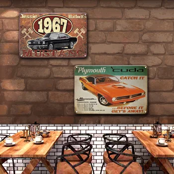 Hot Rod Auto Metāla Skārda Zīme Vintage Garāža Mājas Dekoru Retro Pin Up Old School Auto Plakātu Cilvēks Alas Sienas Karājas Telpu Dekorēšana