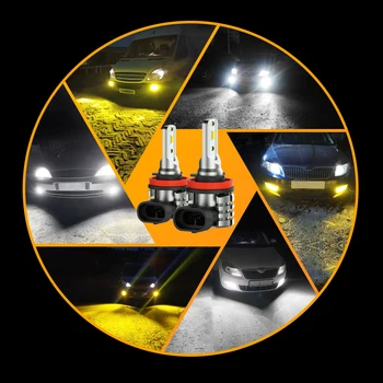 2gab H11 H8, H9 H16JP LED Dual Krāsas 3000K Dzeltena Balta 6000K Switchback Automašīnas Miglas lukturi Auto Foglamp par Nissan Toyota Honda