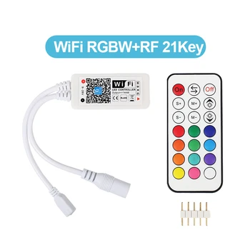 Wifi RGB / RGBW LED Kontrolieris Mini DC12V Ar RF 21Key / IS 24Key Tālvadības pulti RGB / RGBW LED Sloksnes Gaismas