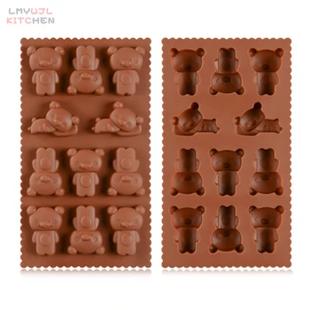 11 Caurumu Cute Sedz Šokolādes Pelējuma Divu veidu Lācis-formas Konfektes Želejas Silikona Veidnē DIY Kūka Apdare, Instrumenti, Cepšanas Piederumi