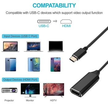 USB C Tips-C 3.1 HDMI-saderīgam 4K 60Hz Adapteri USB 3.1 Adapteri, Sieviešu un Vīriešu Pārveidotājs Savietojams