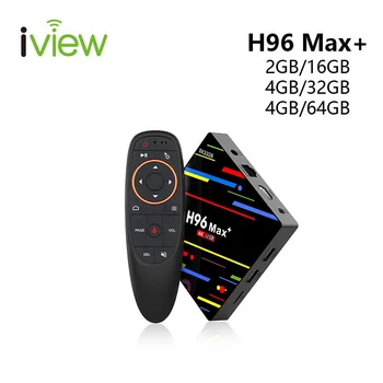 Android TV Box H96 MAX Plus ar LTV Balss Tālvadības RK3328 Četrkodolu Android 8.1 2.4 G/5G WiFi 4K Netflix Smart TV Box