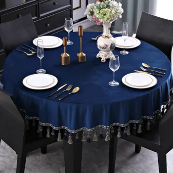 Eiropas lielā apaļā galda galdauts auduma kārtu tīra, krāsa tumši mūsdienu minimālisma kafijas galda galdauts