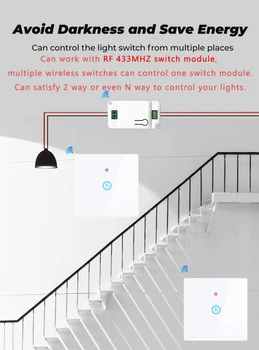 433MHZ Vadu-bezmaksas Rūdīts Touch Bezvadu Slēdzis Bezmaksas Uzlīmes, Smart Tālvadības pults Smart Home Sadzīves Slēdzis Piederumi