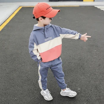 Bērnu Apģērbu Kapuci Zēnu Tracksuit Apģērbu Komplekts Raibs Sporta Tērps Mazulis Rāvējslēdzēju Jaka, Garas Bikses Bērniem, Drēbes Uzvalku