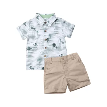 Zīdainis, mazulis, zēns, divas gabals, kas vasaras apģērbs ar īsām piedurknēm krekls īsi bērniem drēbes
