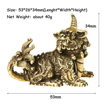 Antīkas Bronzas Ķīnas Seno Zvērs Chi Lin Nelielu Rotājumu Vara Mītisko Dzīvnieku Skulptūras Miniatūras Figūriņas Laimīgs, Galda Dekori
