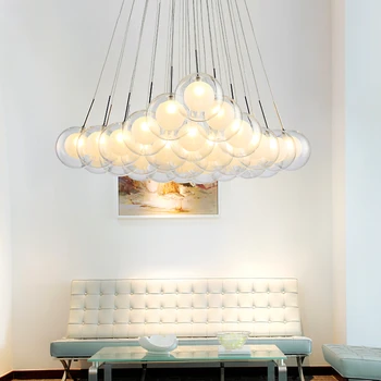 Ziemeļvalstu LED lustras apgaismojums, modernās viesistabas lustru 96v-220v vienkārša stikla bumbu, mājas apdare, ēdamistaba, guļamistaba lampas
