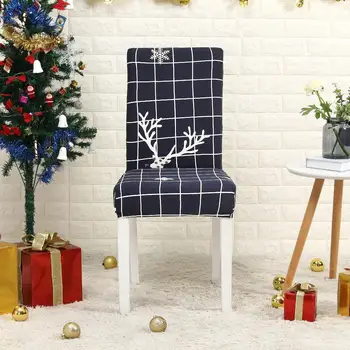 Ziemassvētku Rotājumi Mājās Krēsla Pārsegs Spandex Elastīgās Stiept, ēdamistaba Anti-dirty Noņemams Ziemassvētku 2021