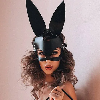 Bdsm Melnu Seksīgu Ādas Maska Spīdīgu Dzirkstošo Rhinestone Kniedes Fetišs Catwoman Maskas Cosplay Halloween Masku Pusi Sejas Maska
