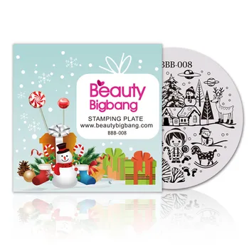 BeautyBigBang 5gab/komplekts Nagu Zīmogošanas Plātnes Kārtu Ziemassvētku sniegpārsla Dāvanu Attēlu Plates uz Nagu Mākslas Veidni Trafaretu Nagu