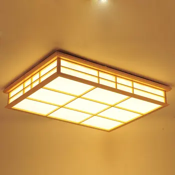 Taisnstūra griestu lampas Japāņu stila tatami lampas LED koka griestu apgaismojums foajē ēdamistaba guļamistaba lampas tējnīca, lampas 034