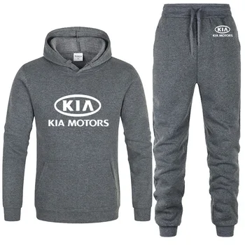 Pavasarī, rudenī Jaunu Modes Vasaras Vīriešu pelēkā vārna KIA Auto Logo Drukāt Gadījuma augstas kvalitātes Kokvilnas Vīriešu sporta krekls + treniņbikses