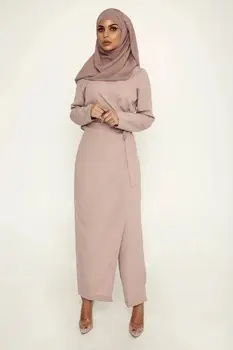 Abayas Sievietēm, Dubaija Abaya Turcija Musulmaņu Uzstādīt Jumpsuit Outwear Hijab Wrap Kleita Drēbes, Longue Femme Kaftan Islāma Apģērba Jurk