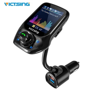 VicTsing Automašīnas Bluetooth, FM Radio Raidītājs Adapteris Raidītājs ar 1,8 collu Krāsu Ekrāns,QC 3.0,EQ Režīmi,Aux,brīvroku Zvanu