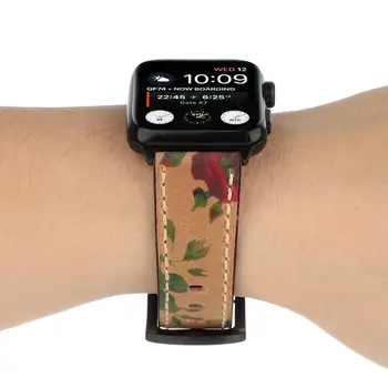Apple Skatīties, Sērija 6 SE 5 4 3 Īstas Ādas Band Ziedu iwatch Siksniņa rokas Pulkstenis Correa 38mm 40mm 42mm 44mm.