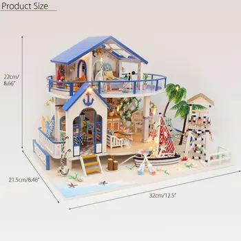 Leļļu Mājas, Mēbeļu DIY Miniatūras 3D Koka Rotaļlietas Leļļu Nams Modelis ar Mēbelēm un Rotaļlietām Bērniem Dzimšanas dienas Dāvanas