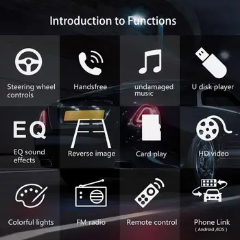 Auto Mp5 Player Multivides FM Stereo Radio Ielikt Karti, Bluetooth Atskaņotājs, Touch Screen Audio Atbalsts Atpakaļskata Kamera, Android vai IOS
