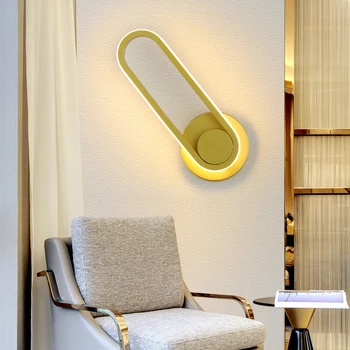 Jaunas ielidošanas mūsdienu minimālisma guļamistabas gultas Led sienas lampa vienkārši radoši dzīvojamā istaba viesnīcā, eju LED grozāms sienas gaismas