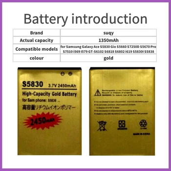 Suqy akumulatora baterija Samsung Galaxy GT-S5830/GT-S5830i/GT-S5830T/GT-S5830T/S Mini/Cooper/GT-S5660 bateria baterijas