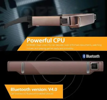 Smart Android Brilles Ar Bluetooth Kameru Portatīvās Video, 3D Brilles, Redzes 800 platformāta 2.4 GHz dongle Privāto Teātri