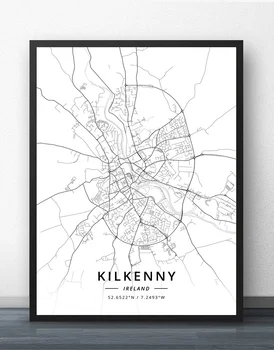 Belfāstas Ziemeļu Dublinas Galway Kilkenny, Īrija Kartes Plakāts