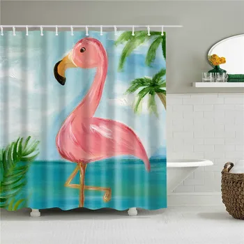 Dzīvniekiem Flamingo Ziemeļvalstu Bildes Ūdensizturīgs Dušu Aizkariem, Vannas istabā 3d Izdrukas Poliestera Vannas Ekrāna, Mājas Dekoru
