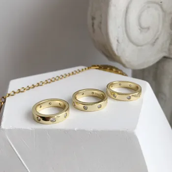925 sterling sudraba viena apļa blīvs zircon gredzeni, zelta kārtu modes izsmalcinātu gredzeni sievietēm 2018 jaunu zircon rotaslietas dāvanu