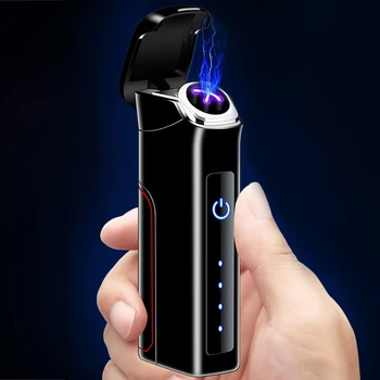 Dubultā Loka Plazmas Vieglāks Smart Touch Maināmām 14450 Akumulatoru, USB Elektronisko Vieglāks Uzlādējams Pretvēja Dāvanas Cilvēks