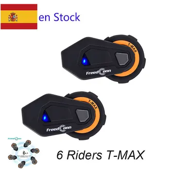 FreedConn 6 Braucēji T-max Motocikla Ķivere Domofons Bluetooth Austiņas ar FM Radio Moto Intercomunicador