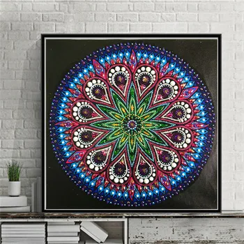 Īpašas formas dimanta ziedu glezniecības DIY 5D daļa urbt cross stitch komplekts crystal rhinestone mākslas sienu apdare mozaīkas