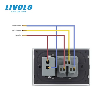 Livolo ASV Standarta Kontaktligzda ar zemējuma kontaktu, Ar 2.1, USB Lādētāju,Ievadiet Pogu, Kristāla, Stikla Panelis, AC 110~250V, 16A 3 Pins Plug