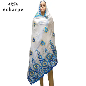 Kokvilnas Šalle Āfrikas Sievietēm Īpaša Musulmaņu Sieviešu Izšuvumi Hijab Šalle Lielā Aplī Dizaina Lakatu EC122
