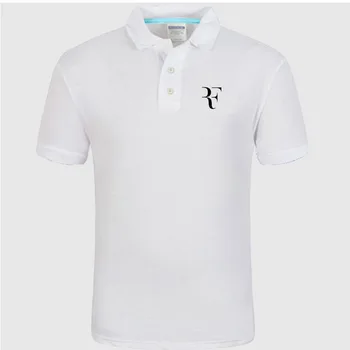 Jaunais Polo Krekls RF rodžers federers logo Kokvilnas Polo krekls ar Īsām Piedurknēm, Augsta Daudzumu, polo krekli R