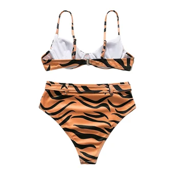 Sieviešu Bikini, Leoparda Tērpi, Seksīgas Polsterētām Krūšturis+Augsta Vidukļa Siksna Bikini Dibeni Sieviešu Peldkostīms Beachwear Jaunu Bikini