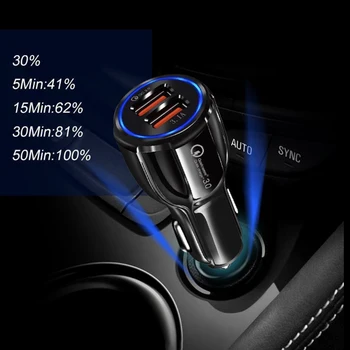 Ātri Uzlādēt 3.0 Auto Lādētājs Samsung Xiaomi Dual USB Automašīnas Lādētājs QC 3.0 Ātrās Uzlādes Adapteri Mini Usb Auto Lādētājs Zerosky