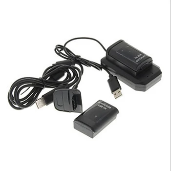 Dubultā Uzlādējams Akumulators + akumulatora Lādētājs USB Vads Pack XBOX 360 Bezvadu Kontrolieris AS99