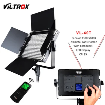 Viltrox VL-40T 3PCS Video LED Light Studio Bi-color Slim Regulējamas Lampas + Gaismas Stāvēt Kameras Facebook YouTube Tiešraidē