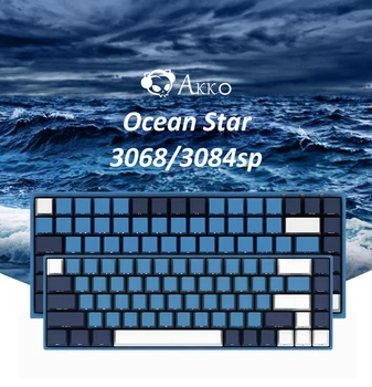 Sākotnējā AKKO 3068/3084 Ocean Star Mechanical Gaming Keyboard 68/84 Atslēgas PBT Dators Gamer, Tipa K Kabeļa ar Cherry MX Slēdzis