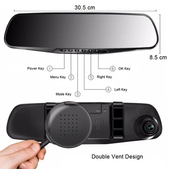 Maiyue zvaigžņu Full HD Auto Cam dvr / dash Kamera Dual Kamera, Spoguļi Auto Video Reģistrators Dash Cam Dubultā Objektīva Ieraksti