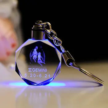 K9 Kristāla Atslēgu Gredzens Rotaslieta Lāzera Iegravēts LED Gaismas Unikālo Birthday Dāvanu Zvaigznājā Suvenīru