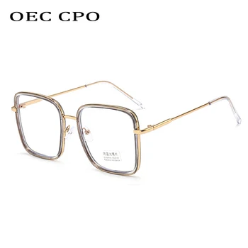 OEC CPO Metāla Optisko Anti Zilā Gaisma Brilles Rāmis Sieviešu Modes Laukumā Brilles Vīriešiem, Skaidrs, Lēcas, Optika, Brilles Rāmis