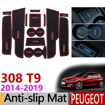 Anti-Slip Vārtiem Spēļu Paklājiņš Gumijas Kalniņi, par Peugeot 308 T9 2016 2017 2018 2019 Piederumi Uzlīmes Otrās paaudzes
