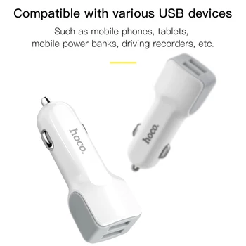 HOCO Dual Izejas USB Auto Lādētājs Iphone X 8 7 Plus Universal 5V2.4.A Fast USB Lādētājs Adapteris Samsung S8 S9 oneplus 6