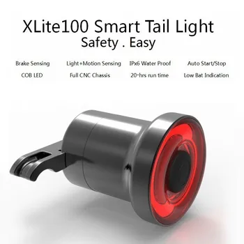XLITE100 Velosipēdu Gaismas Lukturīti, Lai Velosipēds Aizmugures Gaismas Auto Start/Stop Bremžu Sajūtu IPx6 Ūdensdrošs LED Uzlādes Riteņbraukšana Taillight