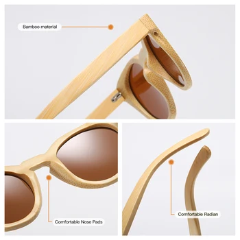 GM Dizaina Sievietes Bambusa Saulesbrilles Ar Polarizētu Spoguļu Lēcas No Bambusa Koka Saulesbrilles Ar Koka Kastē