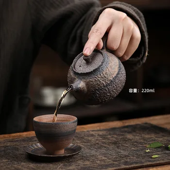 Japāņu Keramikas Kyusu Tējkanna Tējkanna Roku darbs Retro Kung fu Tējas Katlā drinkware 220ml